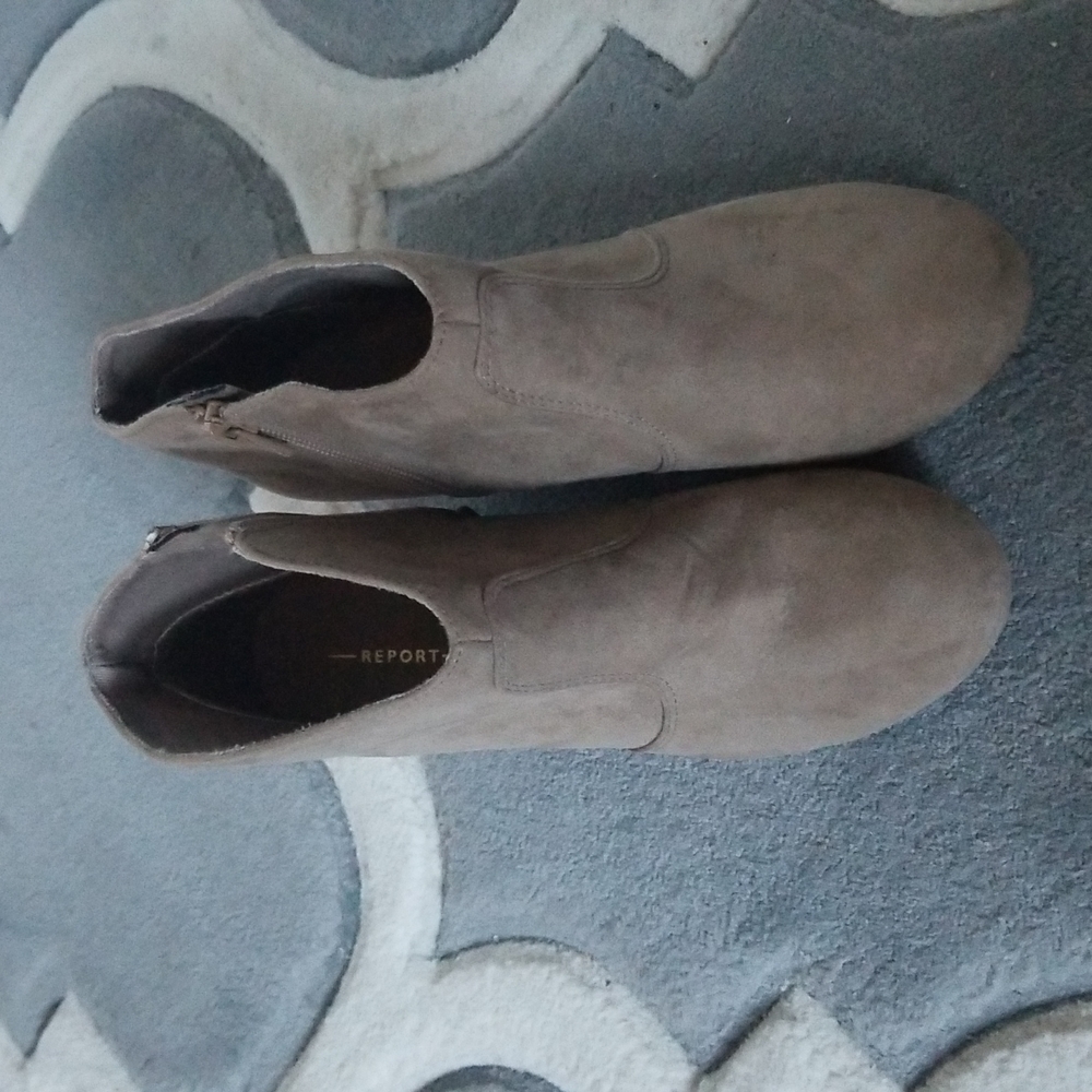 Taupe suede ankle boots 3 inch heel